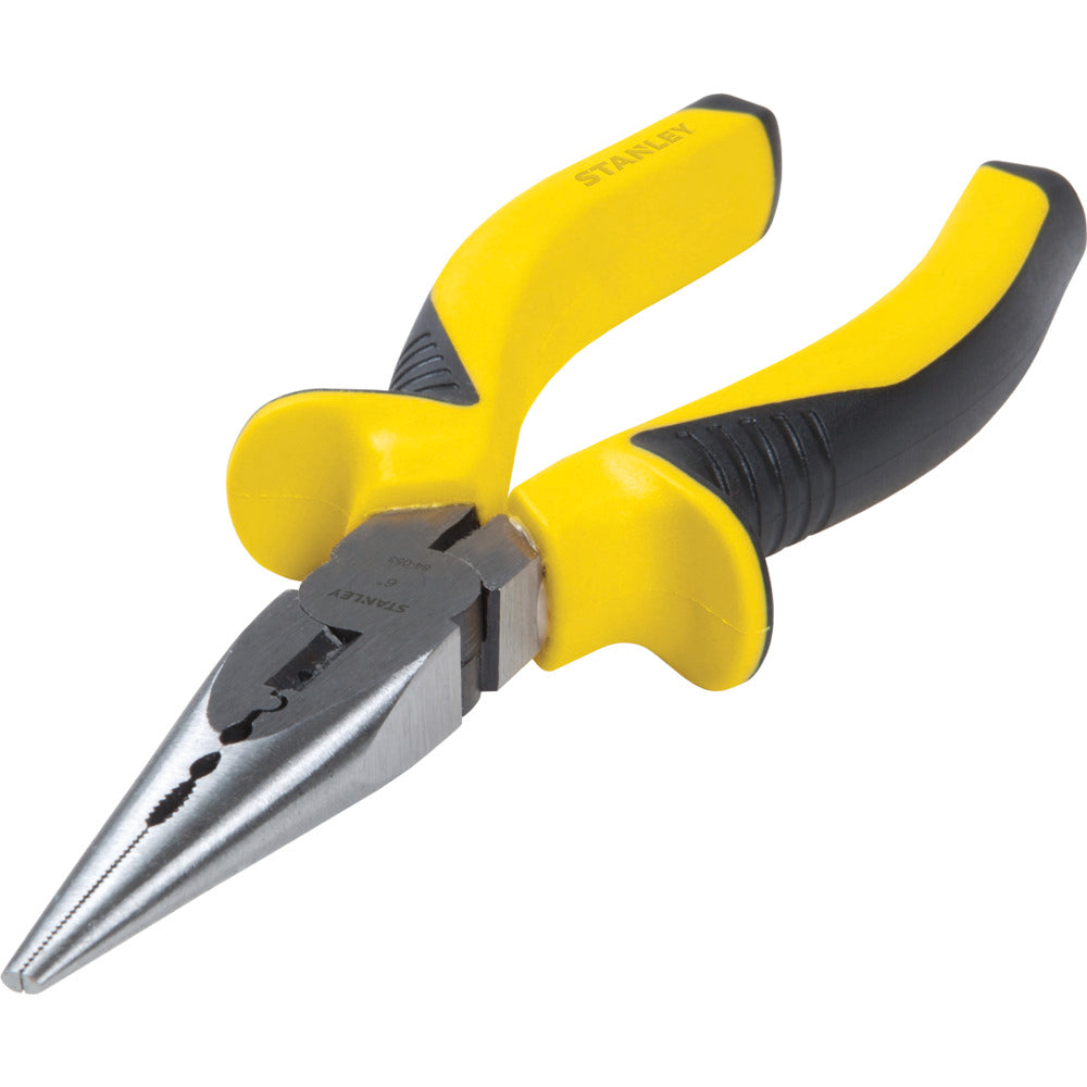 Pinzas de punta larga con superficie pelacables 6'' Stanley