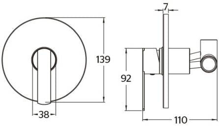 Monomando de empotre para regadera inox Urrea