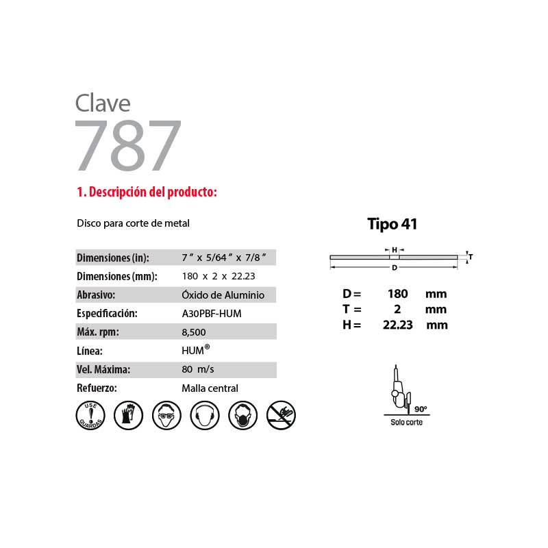 Disco de corte de 7'' para metal Austromex