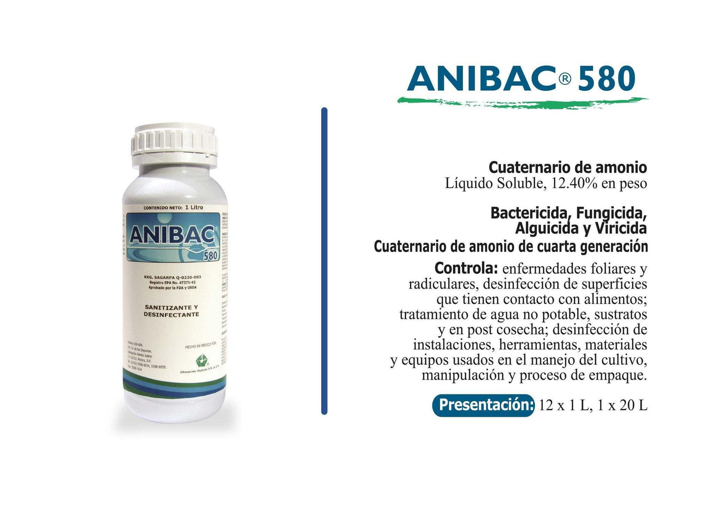 FUNGICIDA ANIBAC 580 1 LT - GRUPODONPEDRO