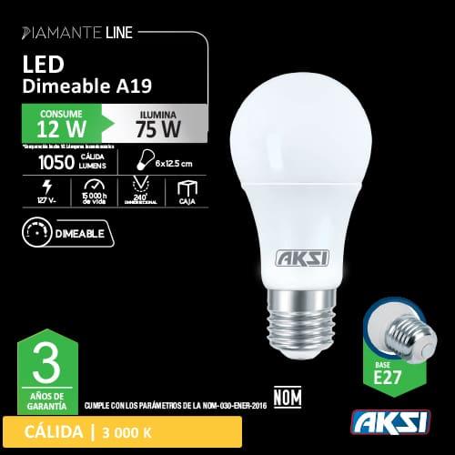 FOCO LED DIAMANTE A19 12W 3000K E27 - GRUPODONPEDRO