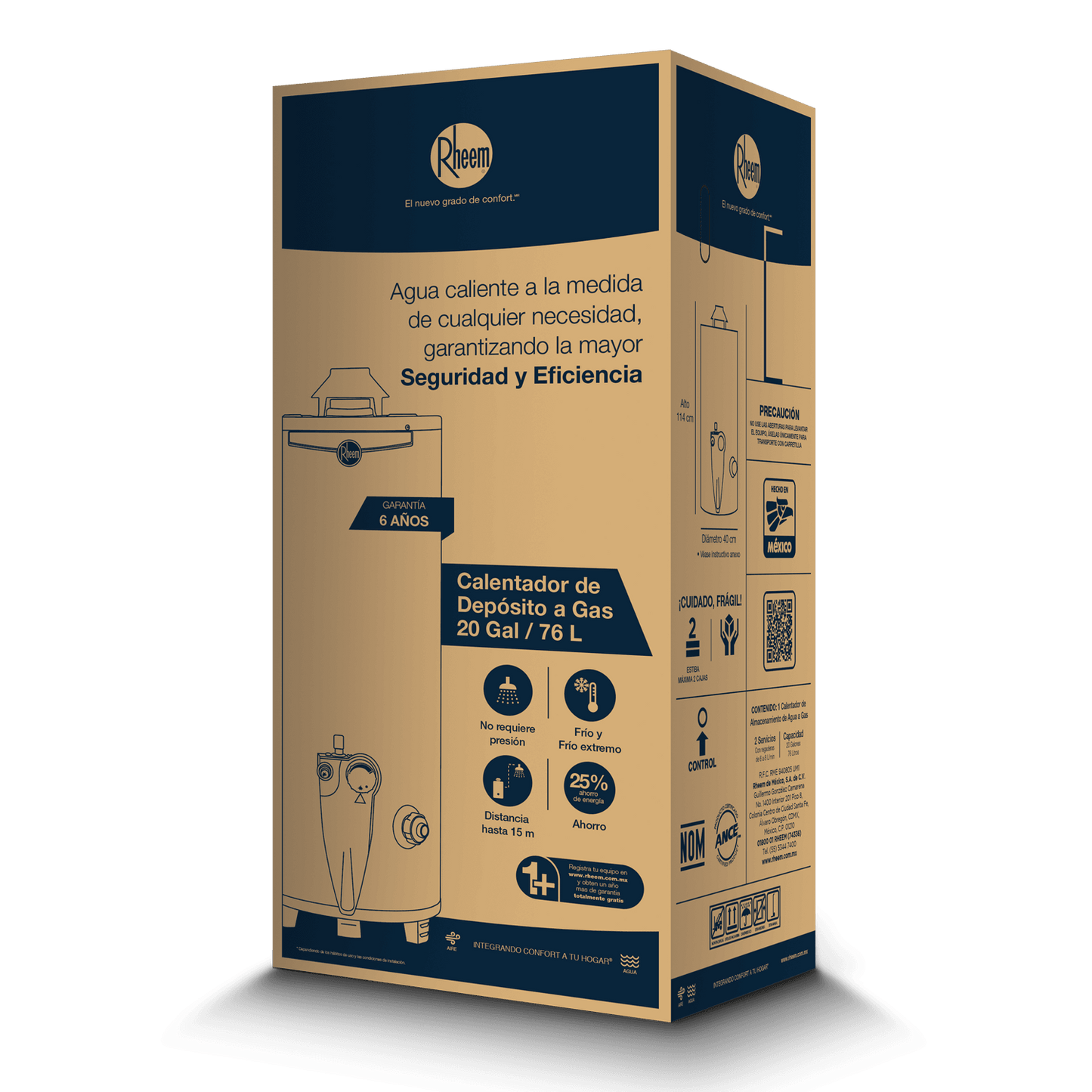 CALENTADOR GAS LP 76 LTS - 2 SERVICIOS RHEEM - GRUPODONPEDRO