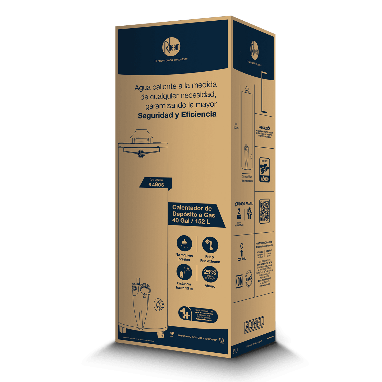 CALENTADOR GAS LP 152 LTS - 4 SERVICIOS RHEEM - GRUPODONPEDRO