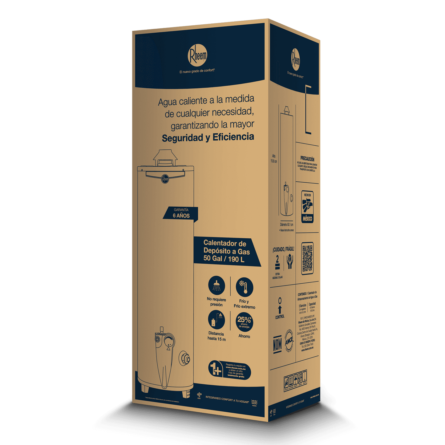 CALENTADOR GAS LP 190 LTS - 6 SERVICIOS RHEEM - GRUPODONPEDRO