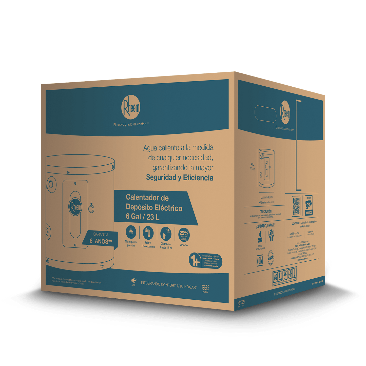 CALENTADOR DE DEPÓSITO ELÉCTRICO 6 GL RHEEM - GRUPODONPEDRO
