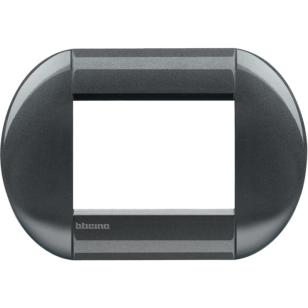 Placa livinglight acero oscuro redonda 3 modulos