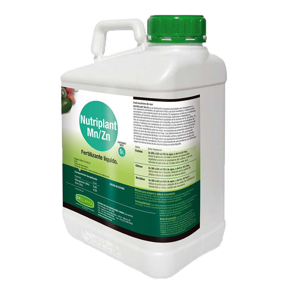 Nutriplant mn/zn fertilizante líquido 5 lts