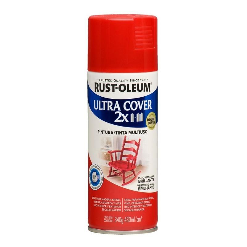 Pintura multiusos en aerosol brillante ultra cover 2x - rojo manzana