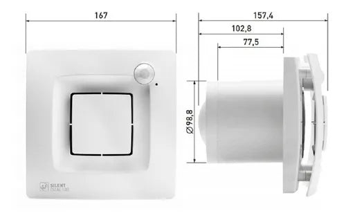 Extractor para baño autónomo e inteligente Silent Dual 100 Soler&Palau