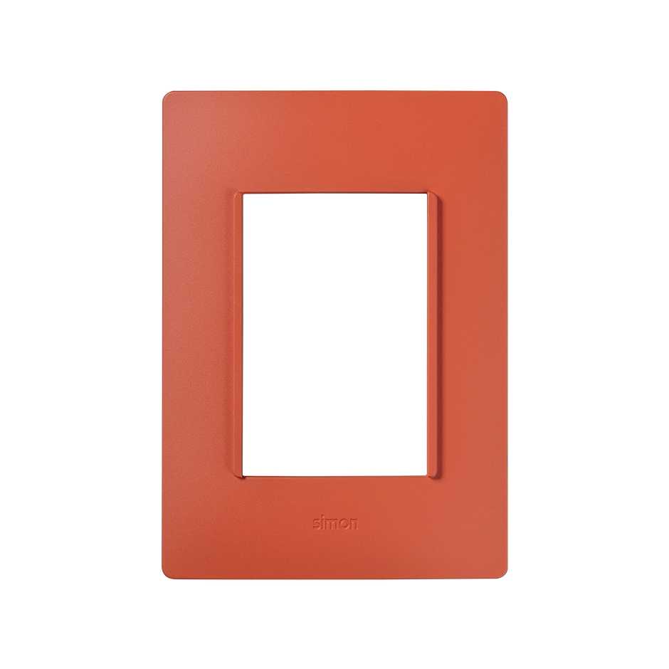 Placa 3 modulos rojo coral sin chasis Simon 26
