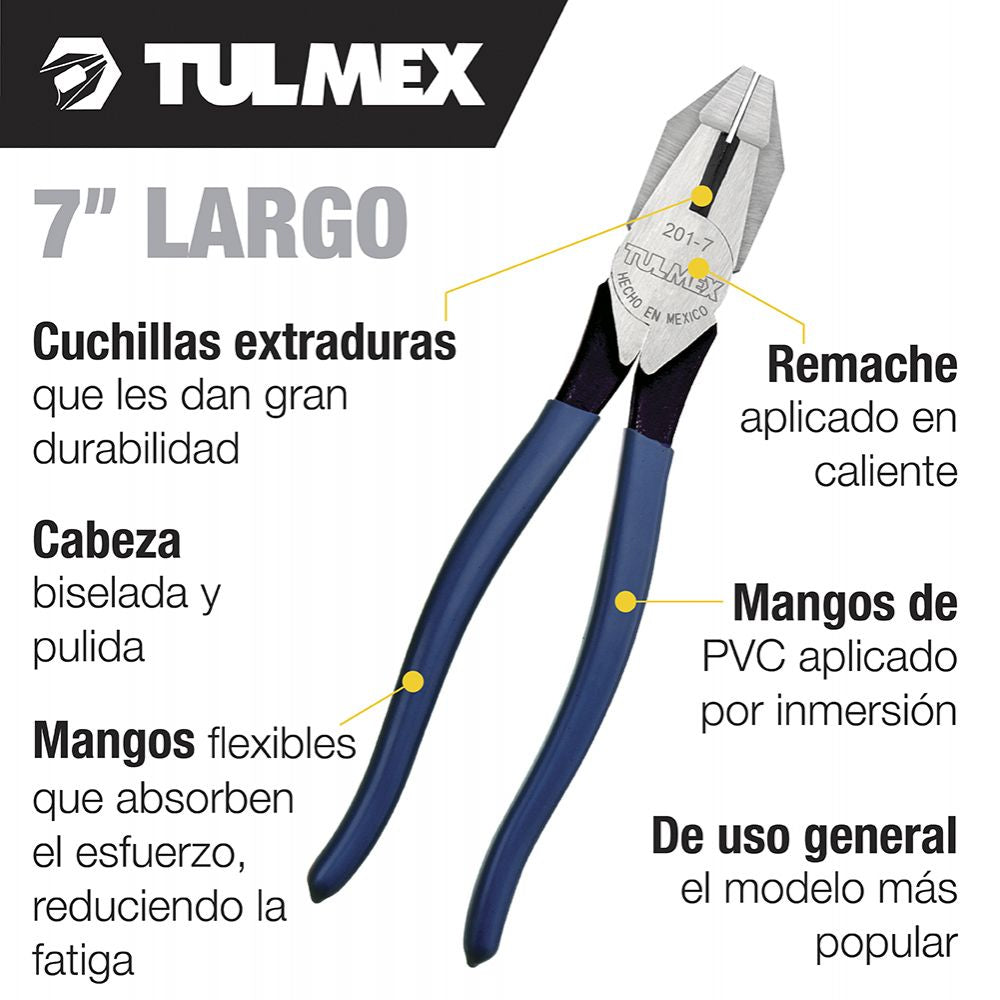 Pinzas de electricista de 7" Tulmex