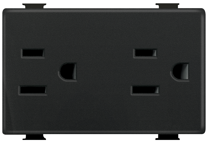 Tomacorriente duplex 2p+ 3 modulos negro mate quinziño mx Bticino