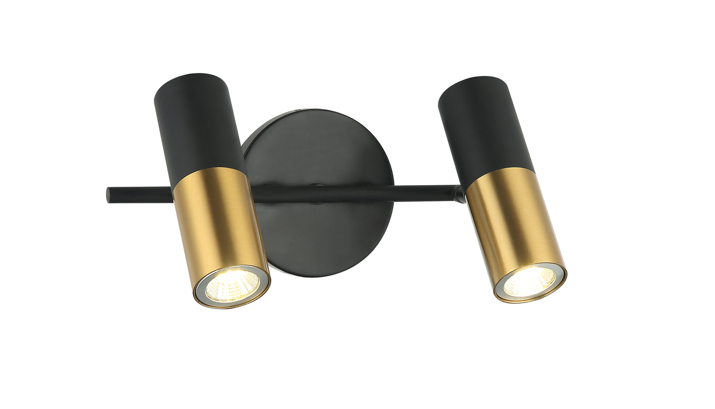 Luminaria de pared Grigo negro y oro dos luces 3000k Tecnohome