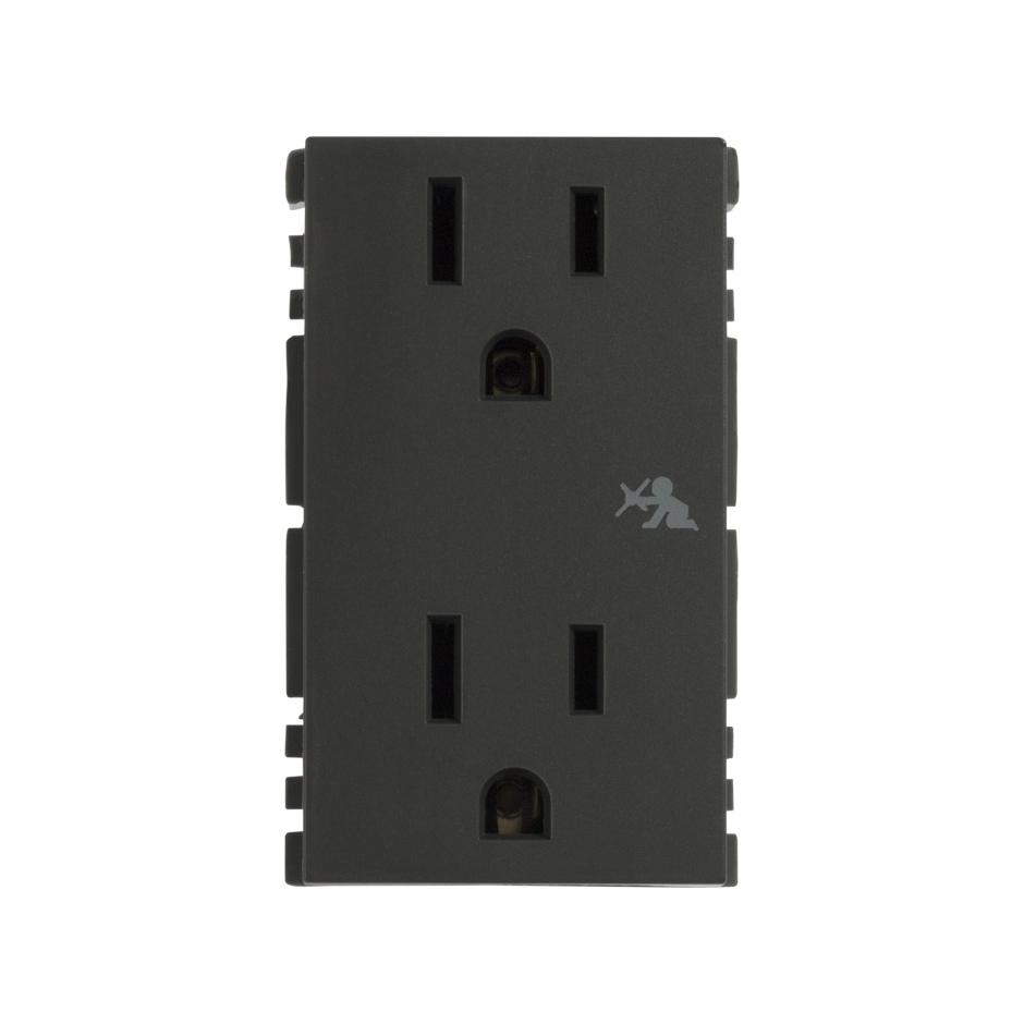 Toma de corriente dúplex 2p+t con seguridad grafito Simon 25 plus