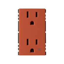 Toma de corriente dúplex tierra aislada naranja Simon 25 plus