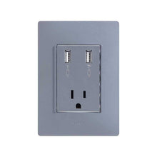 Placa con toma corriete 2p+t y 2 cargadores usb grafito Simon 26