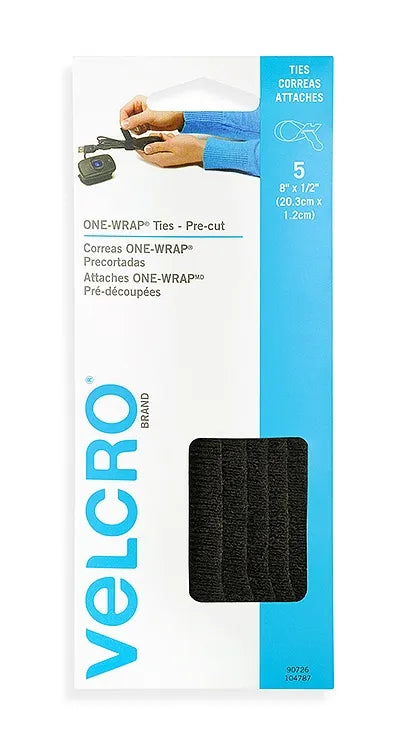 Velcro Cinta ONE-WRAP negro 20 x 1.2 cm 5 piezas
