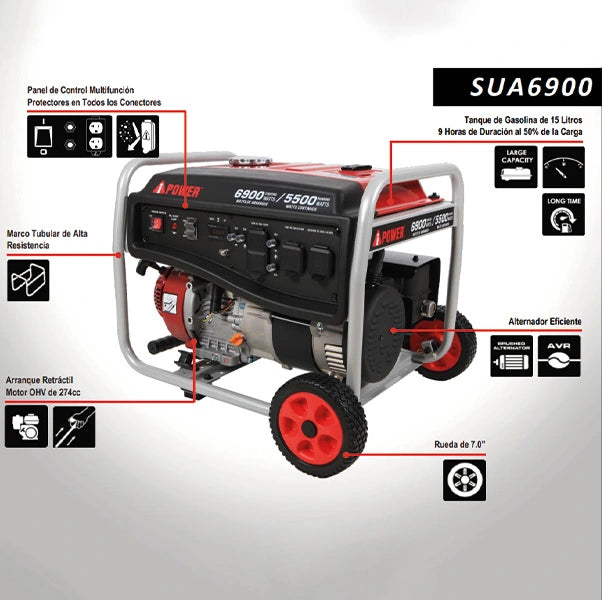 Generador portátil de gasolina AIPOWER SUA6900