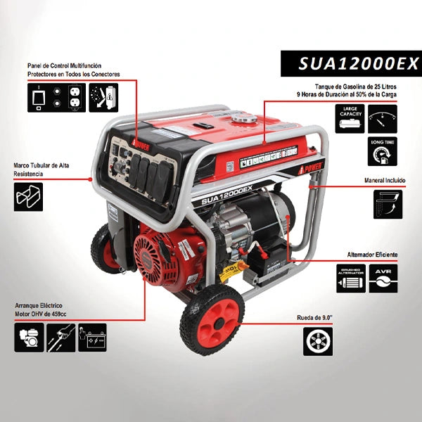 Generador portátil de gasolina AIPOWER SUA12000EX