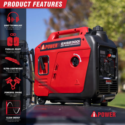 Generador inversor portátil AIPOWER GXS2300I de 2300W con alerta de CO
