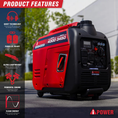Generador inversor portátil AIPOWER GXS4300I de 4300W con alerta de CO