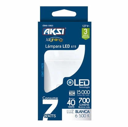 AKSI foco led 7W A19 base E27 luz blanca