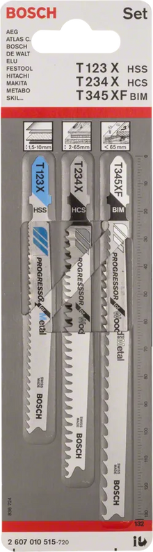 Set de hojas de sierras de calar Bosch Progressor para madera y metal 3 piezas