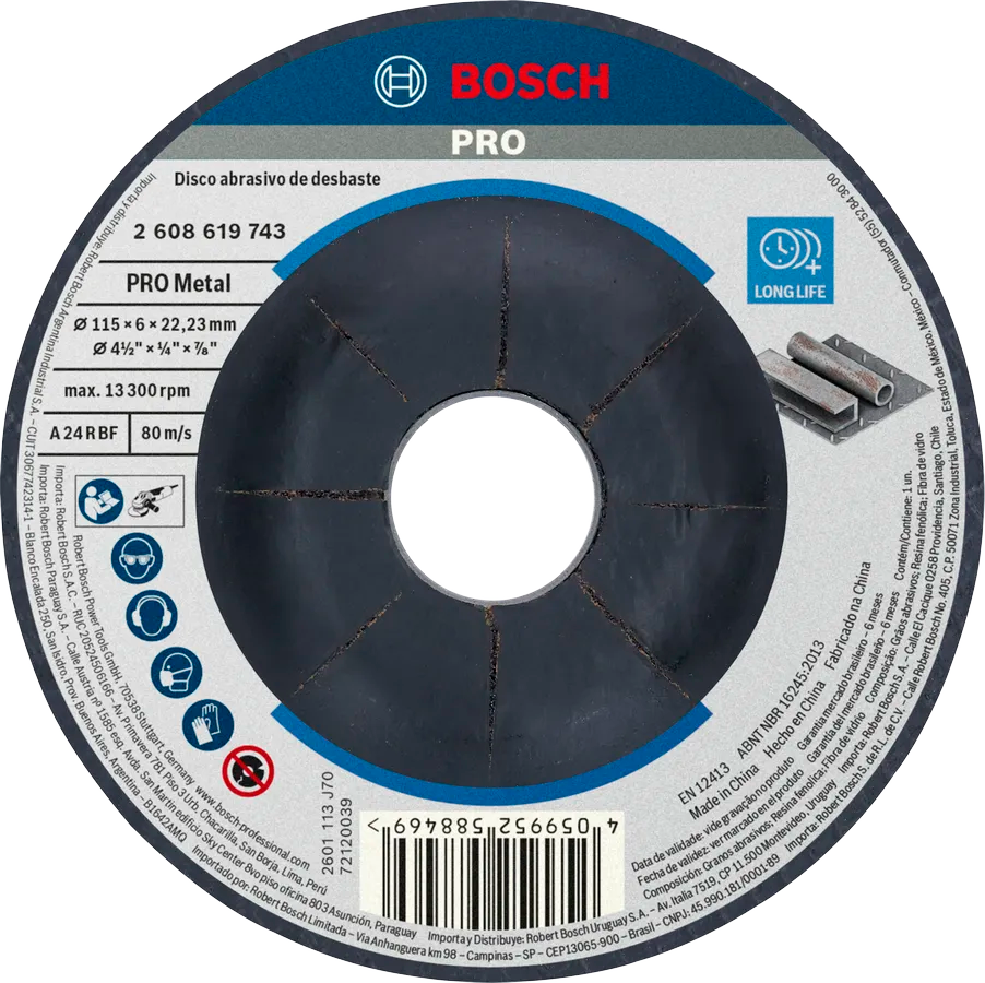 Disco de desbaste PRO Metal Bosch de 4-1/2"