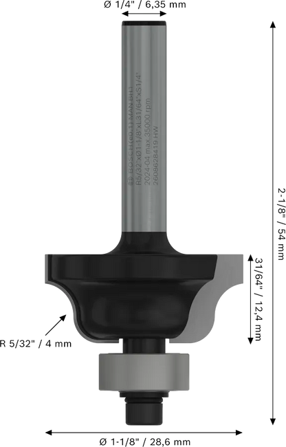 Fresa de perfil romano Bosch Pro de 5/32"