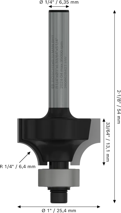 Fresa para redondeo de bordes Bosch Pro de 1/4"