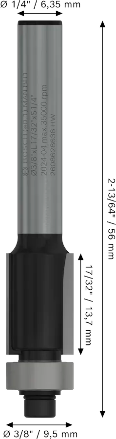 Fresa cortadora con balero Bosch Pro de 3/8"