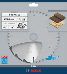 Disco Bosch Pro Wood para sierras circulares con 16 dientes para corte rapido
