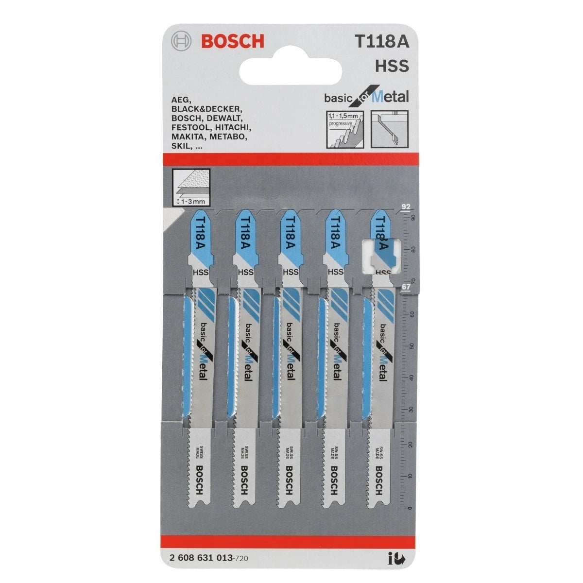 Juego de hojas sierra HSS Bosch T118A 5 piezas