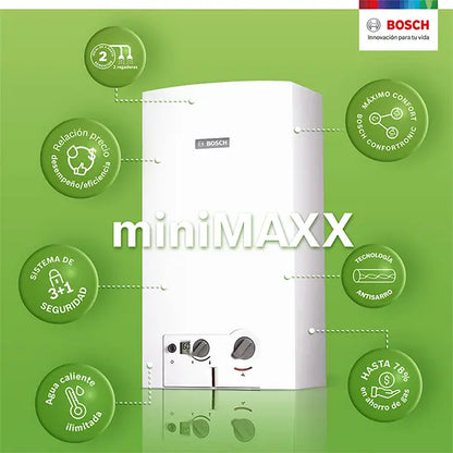 Calentador de gas instantáneo Bosch Minimaxx 16lt/min 3 servicios