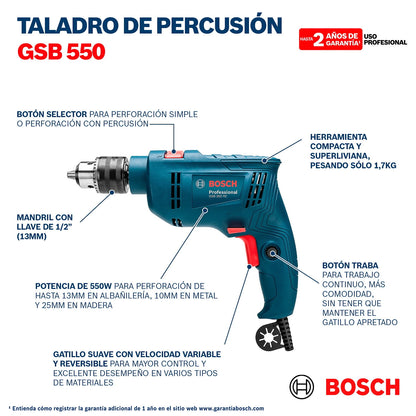 Rotomartillo Bosch Professional GSB 550 RE 127V