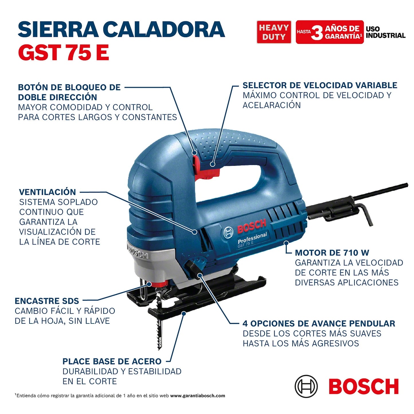 Sierra Caladora Bosch Professional GST 75 E de 710W