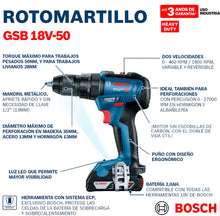 Taladro percutor atornillador Bosch Professional Heavy Duty GSB 18V-50
