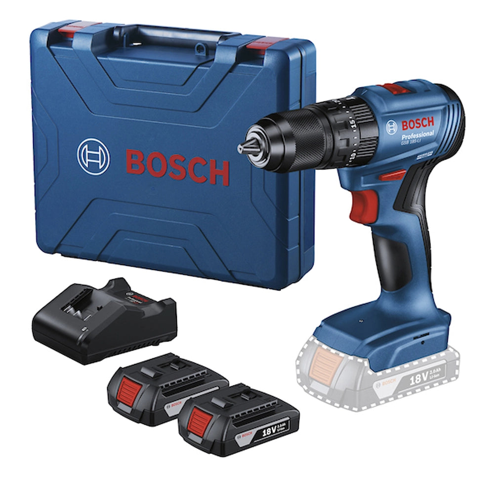 Taladro Percutor Atornillador Bosch Professional GSB 185-LI con dos baterías