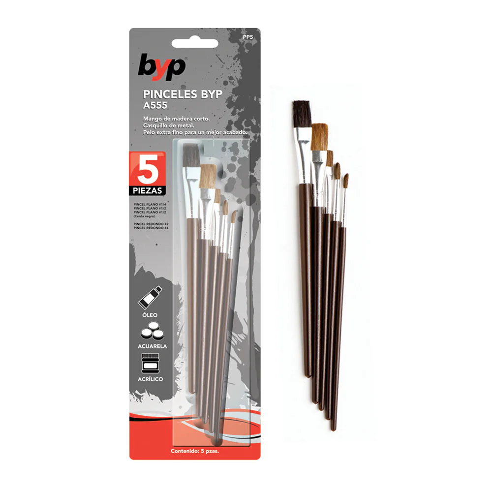 Paquete de 5 pinceles BYP A555