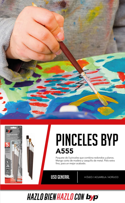 Paquete de 5 pinceles BYP A555