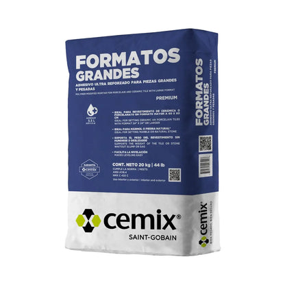 Adhesivo reforzado para porcelanato y piedra natural CEMIX 20 kg