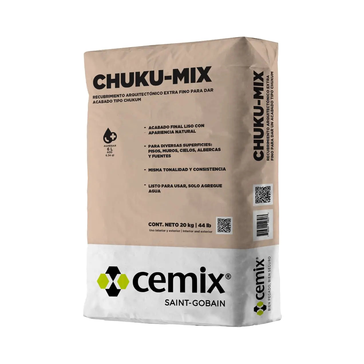 Recubrimiento arquitectónico CHUKU-MIX CEMIX acabado chukum 20 kg