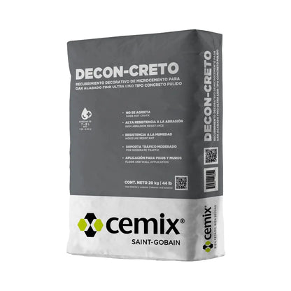 DECON-CRETO CEMIX para acabados de concreto pulido gris 20 kg