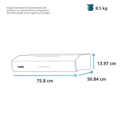 Campana de cocina de acero inoxidable Mabe de 76 cm