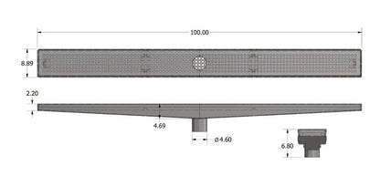Coladera lineal Coflex PC-504 de 100cm para interior o exterior de acero inoxidable