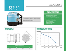 Bomba sumergible Little Giant 501500-1 de 1/150Hp 127V