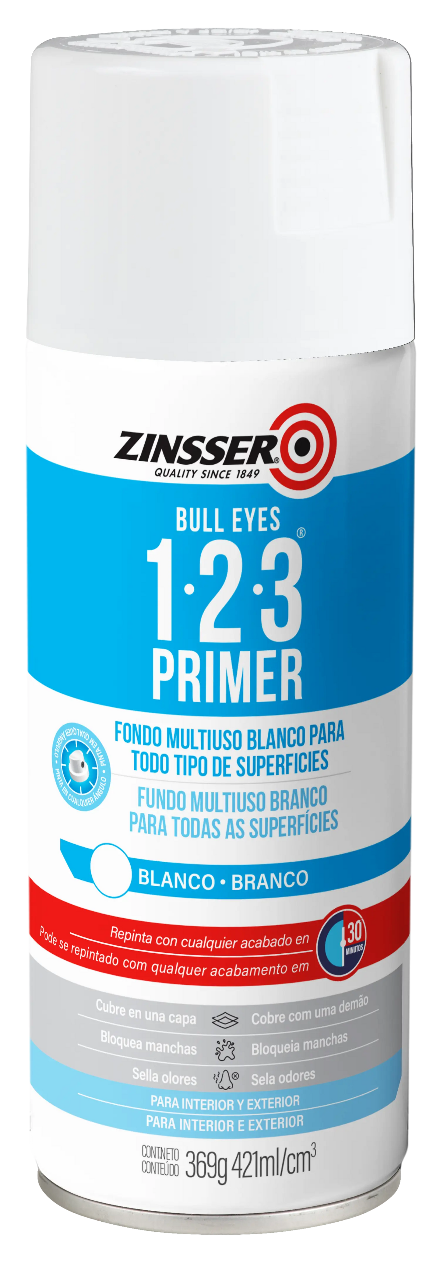 Sellador Zinsser 1-2-3 Primer en aerosol blanco mate 369gr