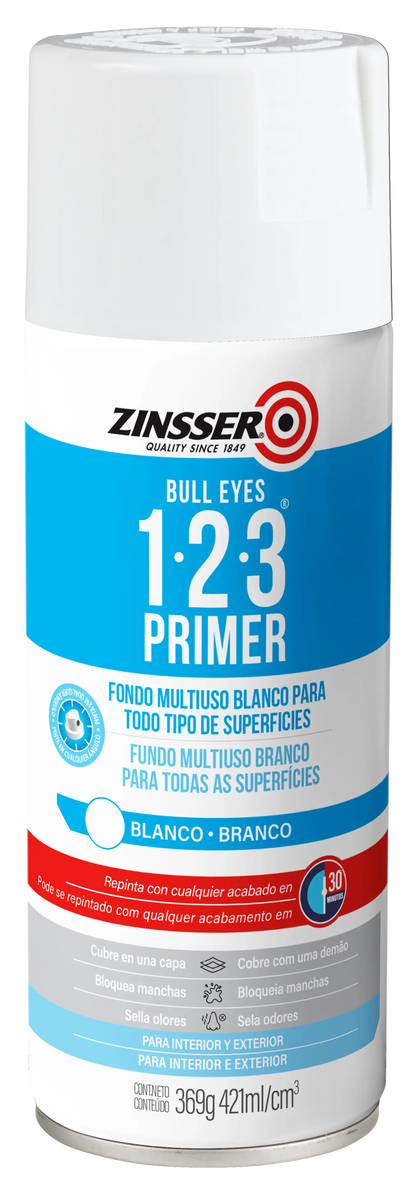 Sellador Zinsser 1-2-3 Primer en aerosol blanco mate 369gr
