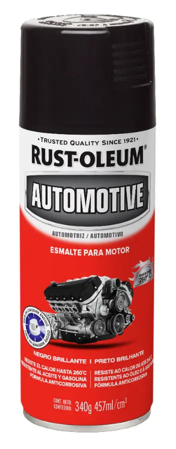 Esmalte automotive para motor negro brillante 340gr Rust Oleum