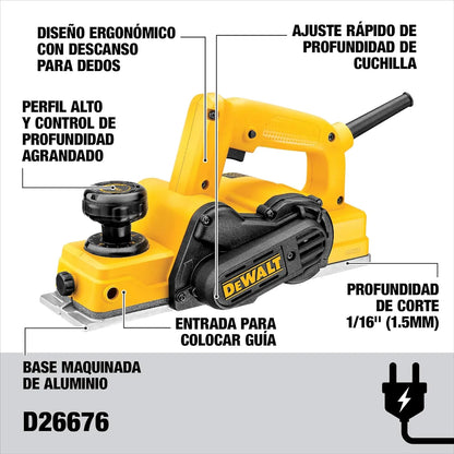 Cepillo eléctrico Dewalt D26676B3 de 550W